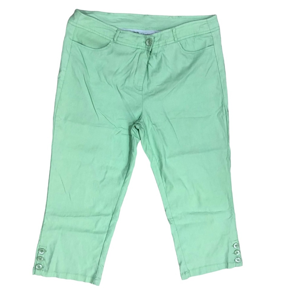 Lulu-B Lemon Green Zip Pockets Stretchy Capri Pants Sz 12. Perfect condition.